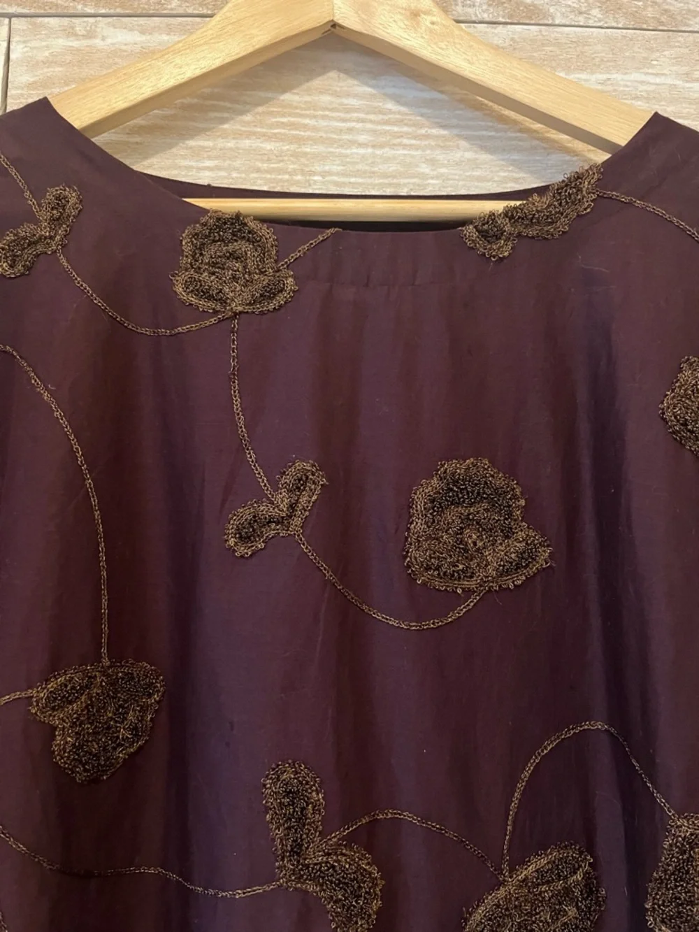 J. Jill Deep Plum Embroidered Floral Boxy Tunic 100% Cotton - Picture 6 of 8